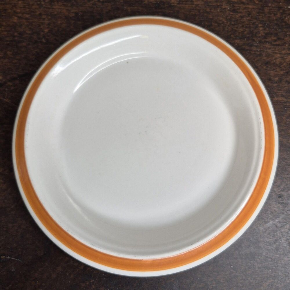Shenango China Bread Plate White Brown Rim 6" Restaurant Ware Dessert USA 1985